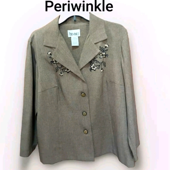 Periwinkle by Barlow Jackets & Blazers - Vintage Jacket Blazer Brown Tailored w/Applique 16WP Periwinkle